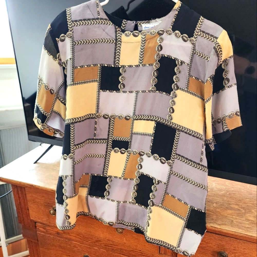 Vintage Silk Checkered Top
